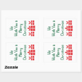 We wensen u een prettige kerstdag rechthoekige sticker (Vel)