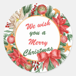 We wensen u een prettige kerstdag ronde sticker