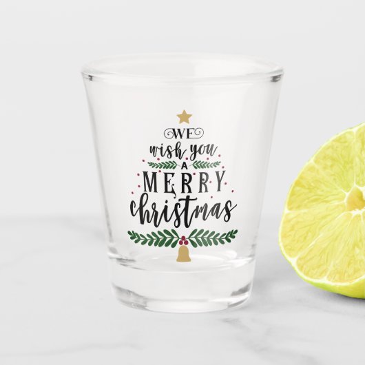 We wensen u een prettige kerstdag shot glas (Voorkant)