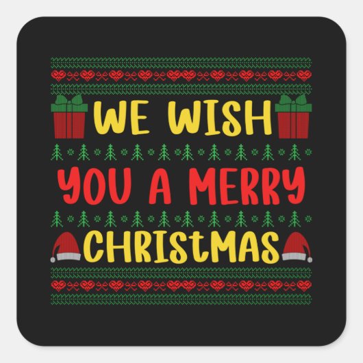We wensen u een prettige kerstdag. vierkante sticker (Voorkant)