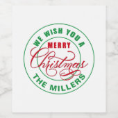 We wensen u een prettige kerstdag wijn etiket (Enkel label)