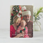 We wensen u een prettige kerstfamilie. feestdagenkaart (Staand voorkant)