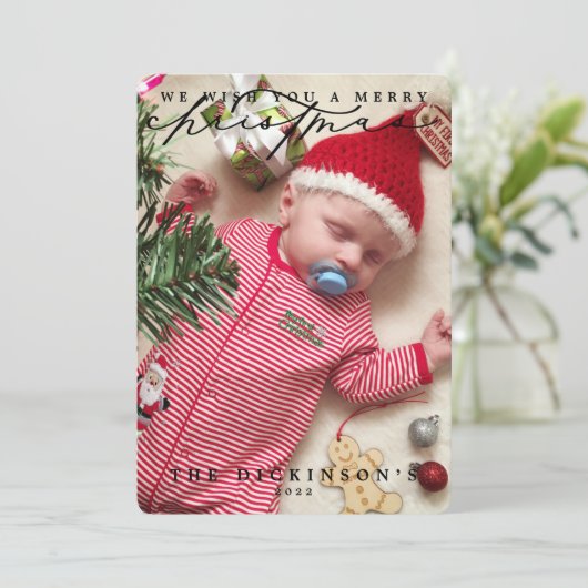 We wensen u een prettige kerstfeestdag. feestdagenkaart (Staand voorkant)