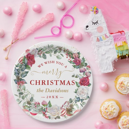 We wensen u een prettige kerstfeestdag. papieren bordje (Feest)