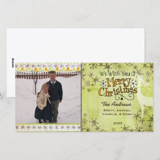 We wensen u een prettige kerstfeestelijke fotokaar feestdagenkaart (Voorkant / Achterkant)