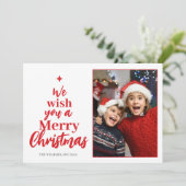 We wensen u een prettige kerstfeestkaart feestdagenkaart (Staand voorkant)