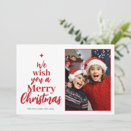 We wensen u een prettige kerstfeestkaart feestdagenkaart (Staand voorkant)