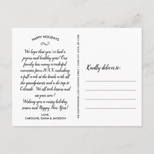 We wensen u een prettige kerstfoto. briefkaart