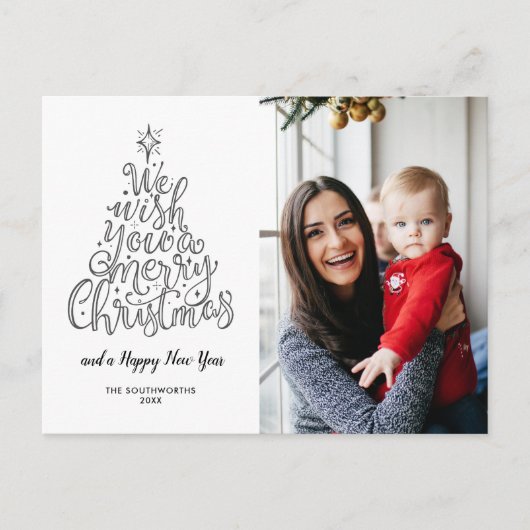 We wensen u een prettige kerstfoto. briefkaart (Voorkant)