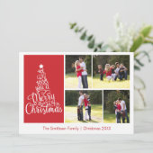 We wensen u een prettige kerstkaart met 4-foto's (Staand voorkant)