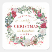 We wensen u een prettige kerstmengok Napk Vierkante Sticker (Voorkant)