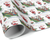 We wensen u een prettige kerstretro  kerstman cadeaupapier (Rol Hoek)