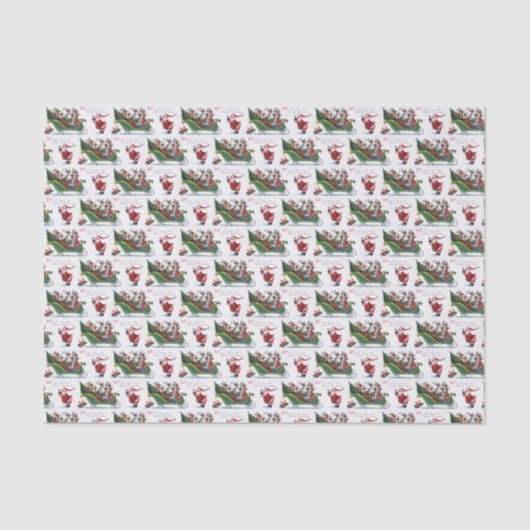 We wensen u een prettige kerstretro  kerstman tissuepapier (Voorkant)