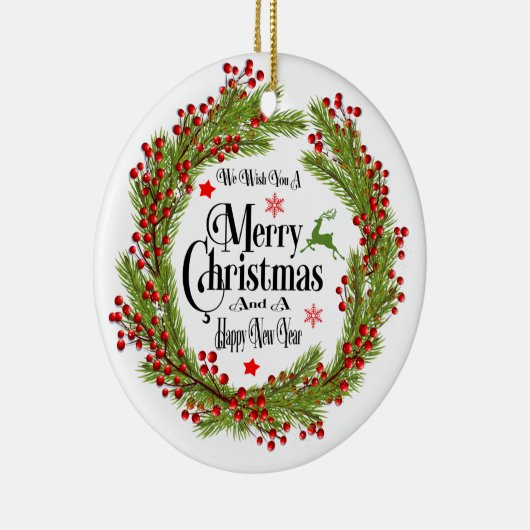 We wensen u een prettige kerstronde-versiering keramisch ornament (Rechts)