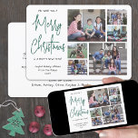 We wensen u een vrolijk kerstfeest 6 foto groen sc feestdagenkaart<br><div class="desc">Verstuur stijlvolle, vrolijke groeten en deel zes van je favoriete afbeeldingen met een unieke aangepaste fotocollage-vakantiekaart. Alle tekst op deze sjabloon is eenvoudig te personaliseren om alle formuleringen op te nemen, zoals Prettige feestdagen, seizoengroeten, nieuwjaarschaafjes, enz. De boodschap die luidt: "Wij wensen u een prettig kerstfeest en een gelukkig nieuwjaar"...</div>
