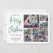 We wensen u een vrolijk kerstfeest 6 foto groen sc feestdagenkaart (Voorkant)