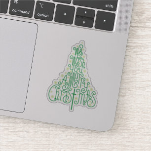 We wensen u een vrolijk kerstfeest, een handbekist sticker
