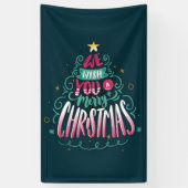 We wensen u een vrolijk kerstfeest spandoek (Verticaal)