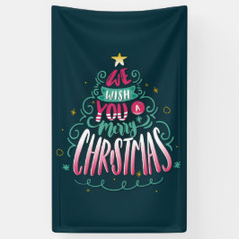 We wensen u een vrolijk kerstfeest spandoek