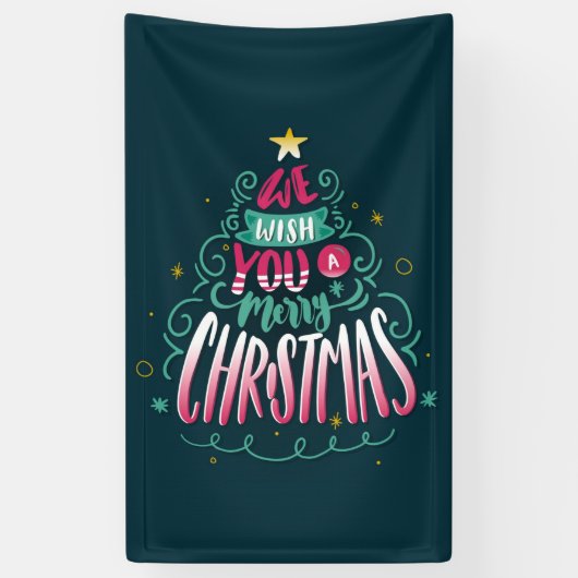 We wensen u een vrolijk kerstfeest spandoek (Verticaal)