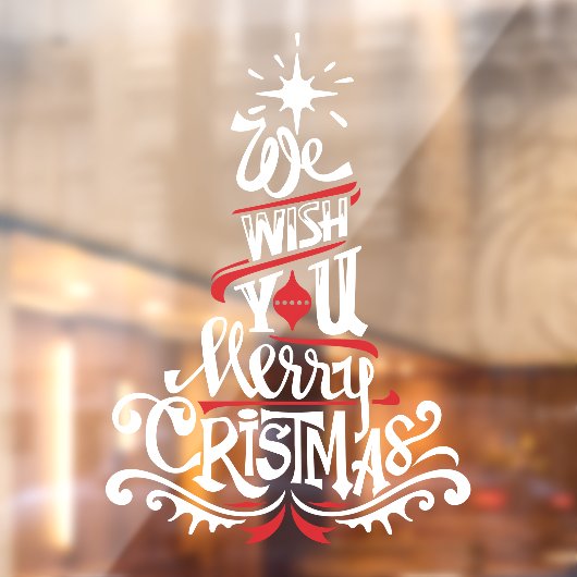 We wensen u een vrolijk kerstrood wit raamsticker (Vel 2)