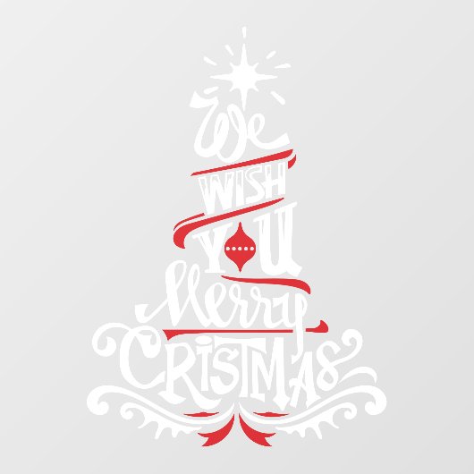 We wensen u een vrolijk kerstrood wit raamsticker (Vel)