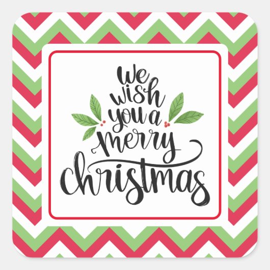 We wensen u een vrolijke kerststicker vierkante sticker (Voorkant)