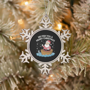 We Wensen U Prettig Kerstmis Visser Vissen  Tin Sneeuwvlok Ornament