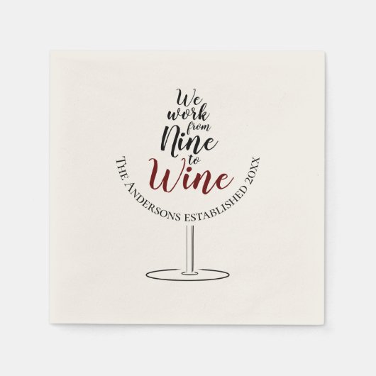 We werken van negen tot wijn servet (Voorkant)