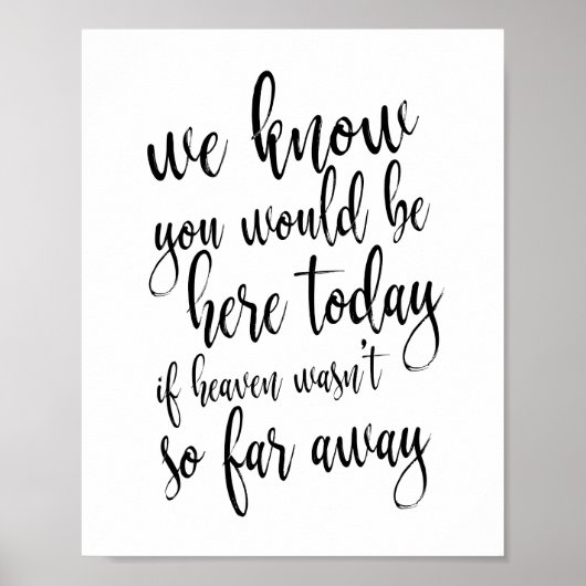 We weten dat je hier vandaag 8x10 Memorial Sign zo Poster (Voorkant)