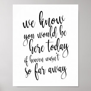We weten dat je hier vandaag zou zijn 8x10 herdenk poster