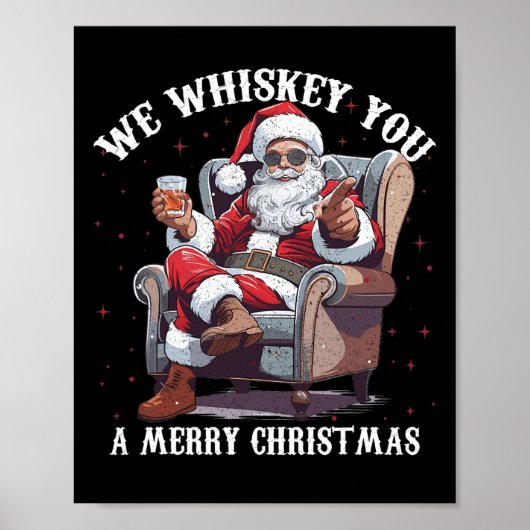 We whisky je een vrolijke kerst grappige kerstman poster (Voorkant)