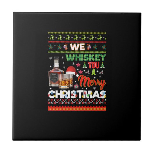 We whisky u in vrolijke kerst tegeltje (Voorkant)