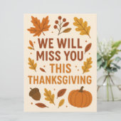 We Will Miss You This Thanksgiving Feestdagenkaart (Staand voorkant)