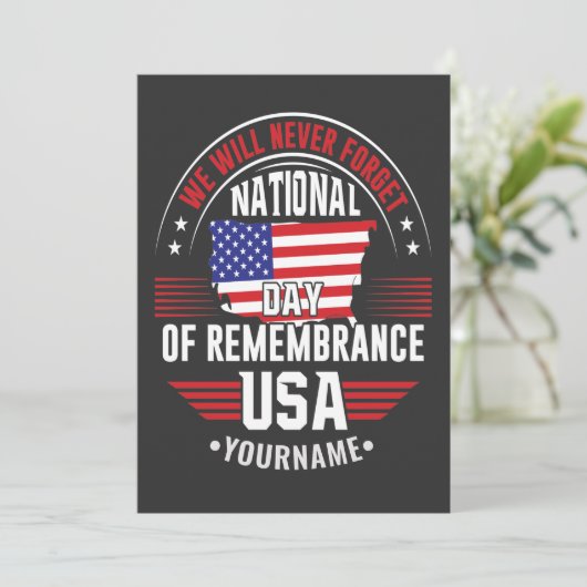 We Will Never Forget National Day of Remembrance Bedankkaart (Staand voorkant)