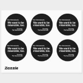 WE WILL OOK ONGELUKKIG WILLEN ZIJN RONDE STICKER (Vel)