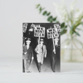 We willen bier om te protesteren tegen oude fotogr briefkaart (Staand voorkant)