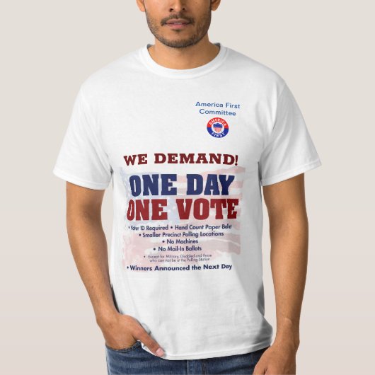 We willen een dag één stem t-shirt (Voorkant)