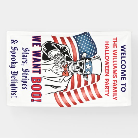 We willen een patriottisch Halloweenfeest Spandoek (Horizontaal)