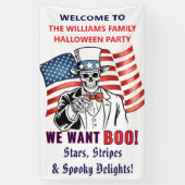 We willen een patriottisch Halloweenfeest Spandoek (Verticaal)
