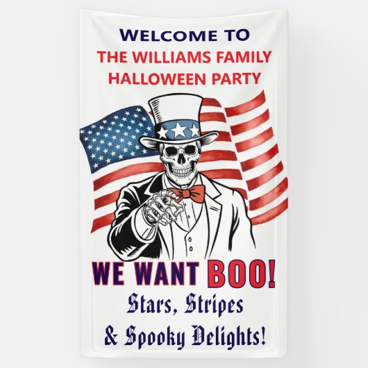 We willen een patriottisch Halloweenfeest Spandoek (Verticaal)