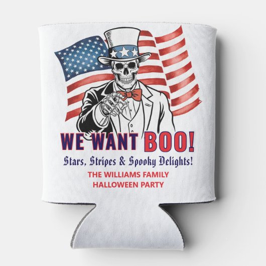 We willen een patriottisch Halloweenkostuumfeest Blikjeskoeler (Achterkant)