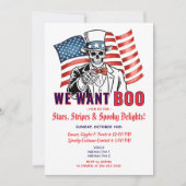 We willen een patriottisch Halloweenkostuumfeest Kaart (Voorkant)