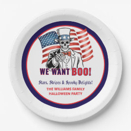 We willen een patriottisch Halloweenkostuumfeest Papieren Bordje