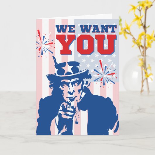 We willen je grappige vierde juli-kaart kaart (Gele Bloem)