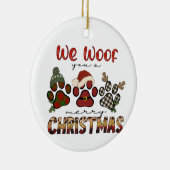 We willen jullie een prettig kerstfeest geven keramisch ornament (Rechts)