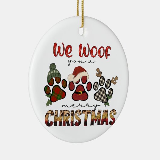 We willen jullie een prettig kerstfeest geven keramisch ornament (Rechts)