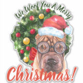 We willen jullie graag kerstcadeau met bril. sticker (Voorkant)
