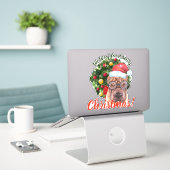 We willen jullie graag kerstcadeau met bril. sticker (Laptop op bureau)