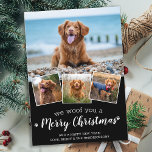 We willen jullie graag kerstcadeaufoto's feestdagenkaart<br><div class="desc">We wilden je een prettige kerst geven. Verstuur leuke feestvreugde met deze superschattige persoonlijke, persoonlijke, persoonlijke feestelijke fotokaart. Vrolijk kerstwensen van de hond met schattige pootafdrukken in een leuk modern fotocollage-ontwerp. Voeg de foto's of familiefoto's van uw hond toe met de hond, en personaliseer met familienaam, bericht en jaar. Deze...</div>